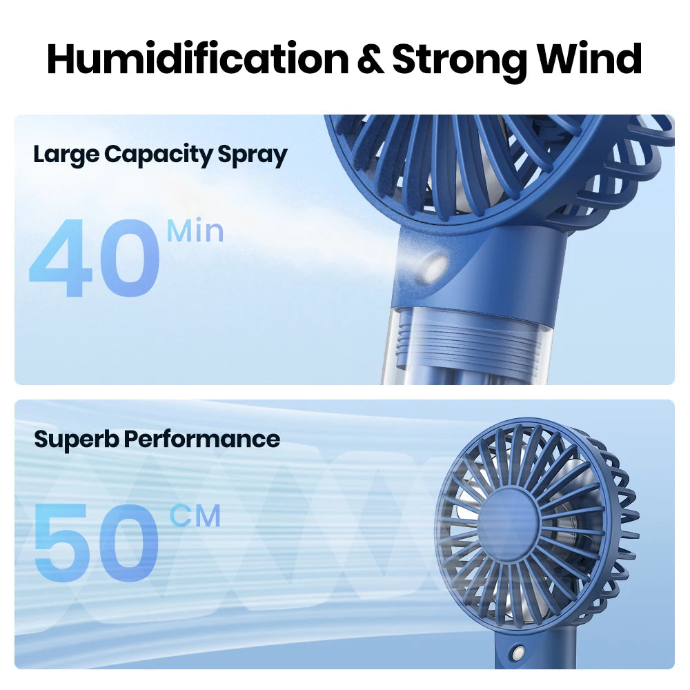TOPK Mini Portable Fan with Water Mist,2000mAh Capacity& Humidifying Function for Summer Personal Electric Fan USB fans for Room