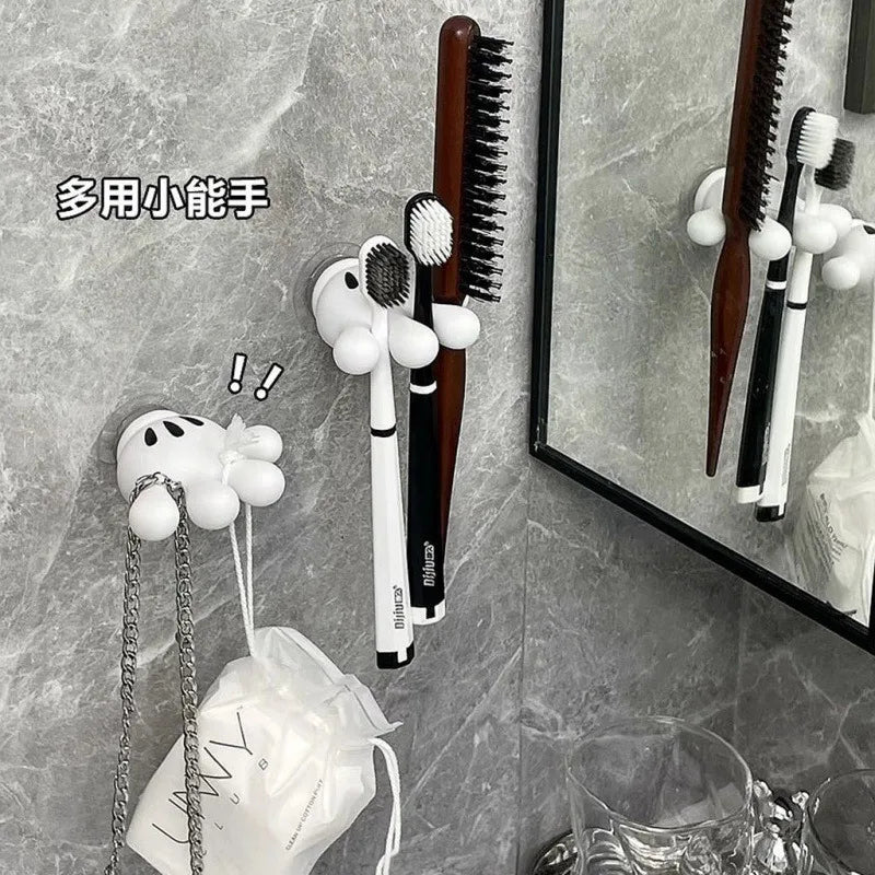 Herocross Mickey Cartoon Palm Suction Cup Bathroom Moisture-Proof Toothbrush Towel Rack Multifunctional Data Cable Storage Hook