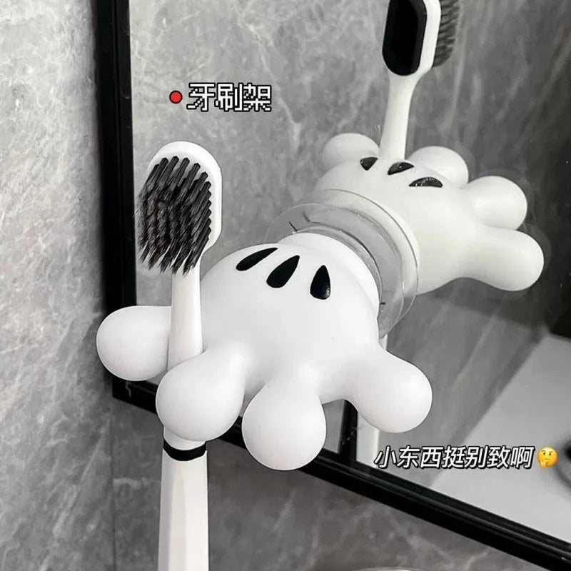 Herocross Mickey Cartoon Palm Suction Cup Bathroom Moisture-Proof Toothbrush Towel Rack Multifunctional Data Cable Storage Hook